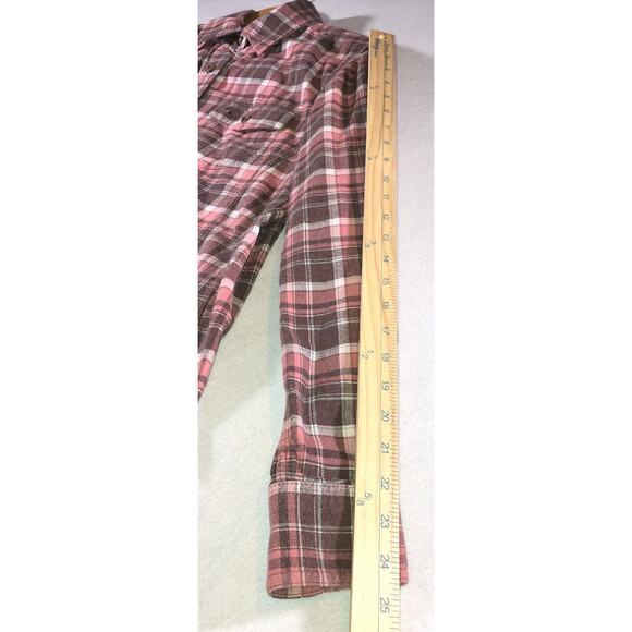 Carhartt Plaid Western Flannel Button up Shirt Pockets Burgundy Unisex Sz S 4/6 - Picture 6 of 8